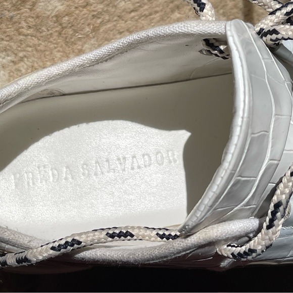Freda Salvador Mikey Croc Embossed Leather Sneakers Neutral Combo Size 10 - Picture 10 of 13